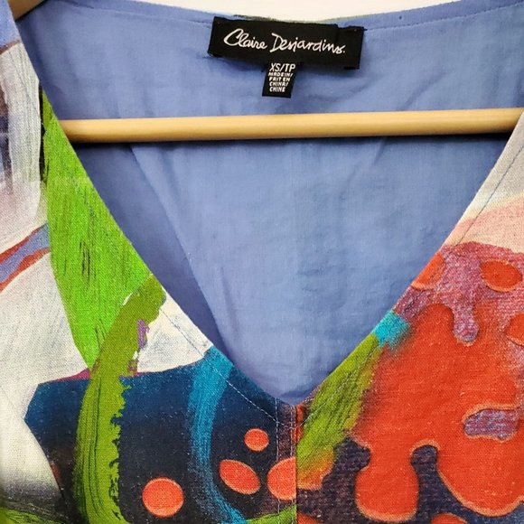 Claire Desjardins Linen Blend Watercolor Below the Surface Sleeveless Dress - Picture 6 of 15